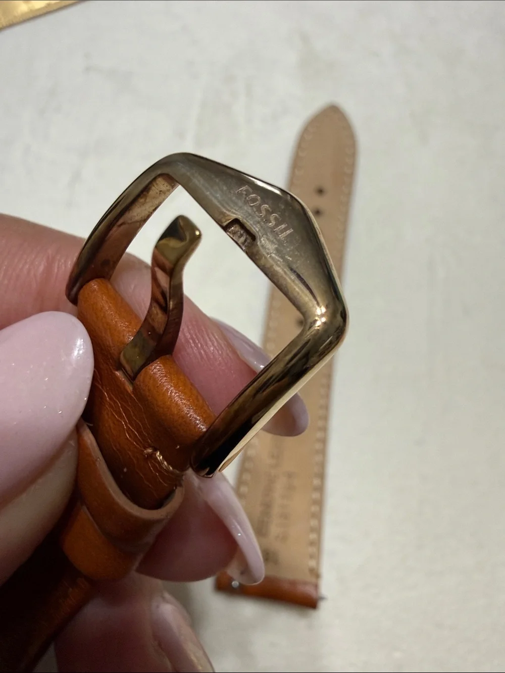 Fossil Brown Leather Watch Strap with Gold Buckle